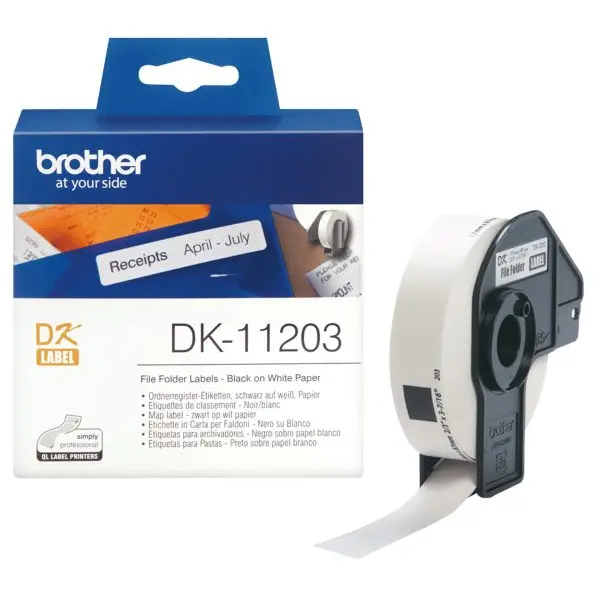 Brother - Rotolo 300 Etichette adesive 17 x 87mm - Nero/Bianco - DK-11203