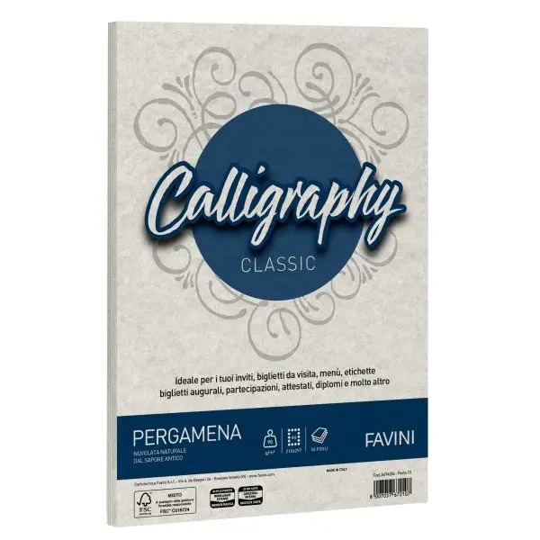 Carta Calligraphy Pergamena - A4 - 190 gr - perla 10 - Favini - conf. 50 fogli