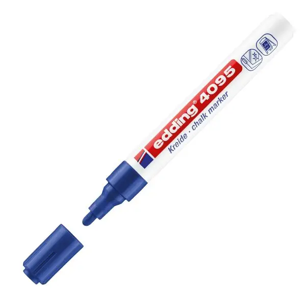 Marcatore a gesso liquido 4095 - punta tonda - da 2 a 3mm - blu - Edding