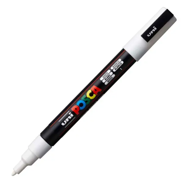 Marcatore a base d'acqua Uni Posca PC3M  - punta fine da 0,9mm a 1,3mm - bianco - Uni Mitsubishi