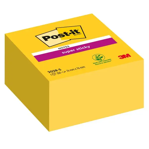 Blocco foglietti Post-it Super Sticky - 2028-S - 76 x 76 mm - giallo oro - 350 fogli - Post-it