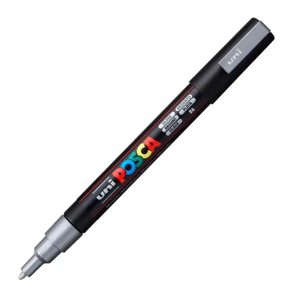 Marcatore a base d'acqua Uni Posca PC3M  - punta fine da 0,9mm a 1,3mm - argento - Uni Mitsubishi