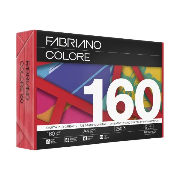 FabrianoColore - A4 - 160 gr - colori forti rosso - Fabriano - conf. 250 fogli