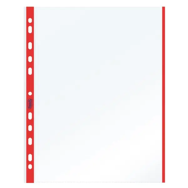 Buste forate con banda colorata - Linear - buccia - 21 x 29,7 cm - rosso - Favorit - conf. 10 pezzi