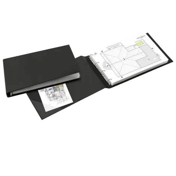 Raccoglitore Sanremo 2000 - 42 x 30 cm album - 4 anelli a D 25 mm - dorso 4 cm - nero - Sei Rota