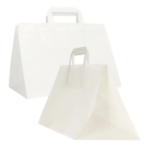 Shopper Flat XLarge - 32 x 22 x 24 cm - carta kraft - bianco - Mainetti Bags - conf. 200 pezzi
