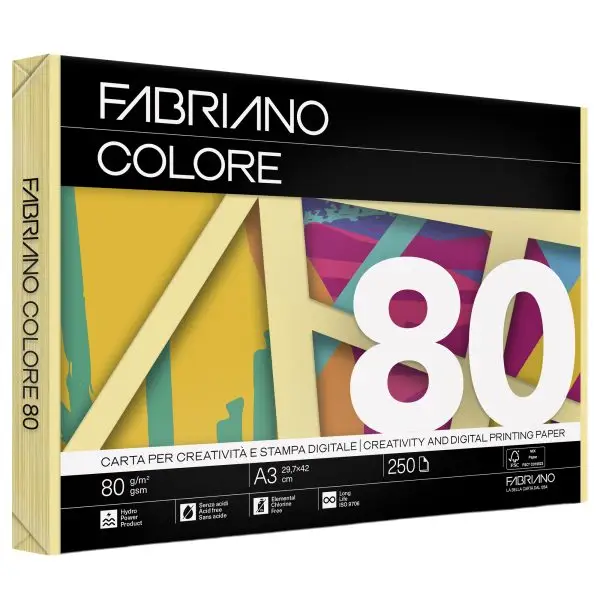 FabrianoColore - A3 - 80 gr - colori tenui banana - Fabriano - conf. 250 fogli