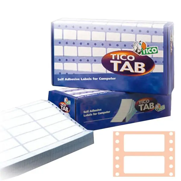 Etichette adesive a modulo continuo TAB 1 - in carta - corsia singola - permanenti - 72 x 36,2 mm - 8 et/fg - 500 fogli - bianco - Tico