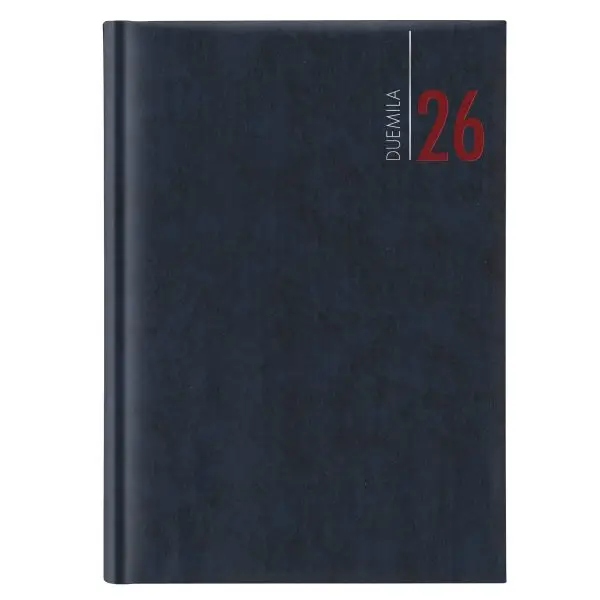 Agenda giornaliera 2026 - copertina in carta imbottita - 14,5 x 20,5 cm - blu