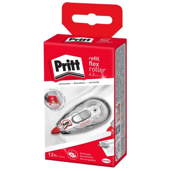 Correttore a nastro - roller - ricaricabile - 4,2 mm x 12 mt - Pritt