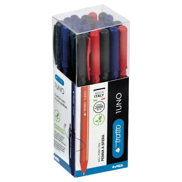 Penna sfera Tratto Uno Green - punta media 1 mm - colori assortiti - Tratto - conf. 24 pezzi