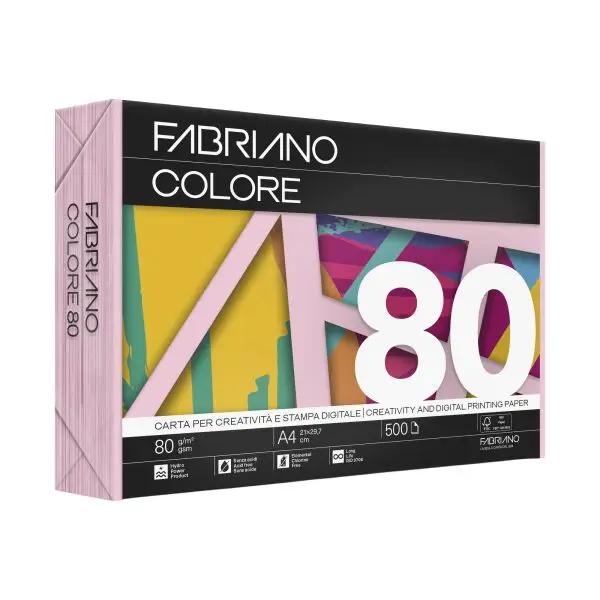 FabrianoColore - A4 - 80 gr - colori tenui rosa - Fabriano - conf. 500 fogli