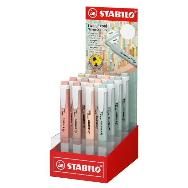 Evidenziatore Swing Cool Nature Edition - colori assortiti - Stabilo - expo 16 pezzi
