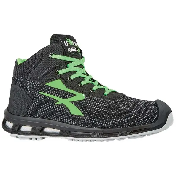 Calzatura di sicurezza Hard S3 SRC - pelle idrorepellente - numero 47 - grigio scuro/verde - U-Power