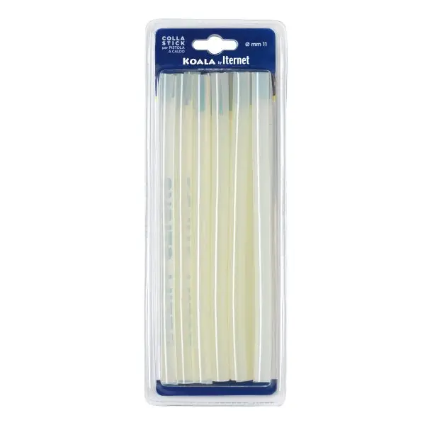 Colla termofusibile - in stick - lunghezza 20 cm - diametro 1,1 cm - Iternet - blister da 12 refill (227 gr)