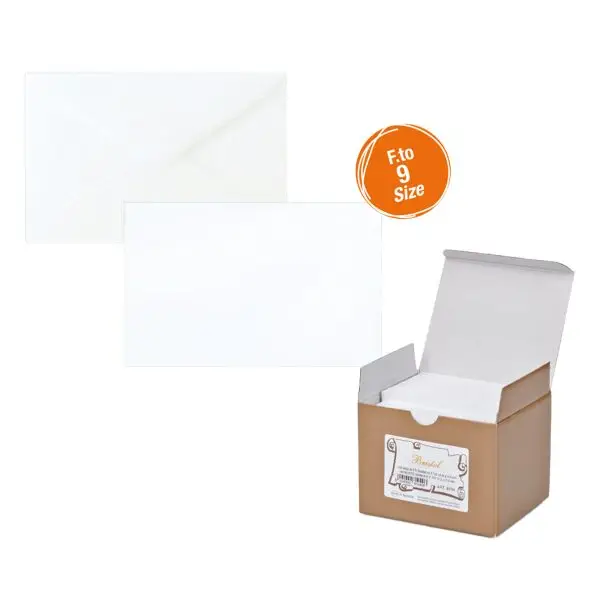 Scatola 100 biglietti + 100 buste - Bristol - bianco - 9 x 14 cm - Rex Sadoch