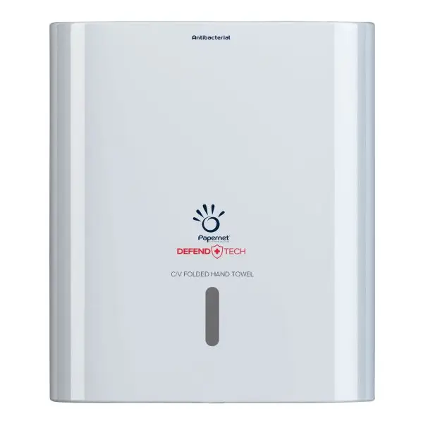 Dispenser antibatterico Defend Tech - per asciugamani piegati a C/V - Papernet