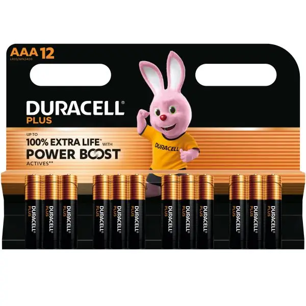 Pila ministilo AAA - 1,5V - Plus Powerboost - MN2400 - Duracell - blister 12 pezzi