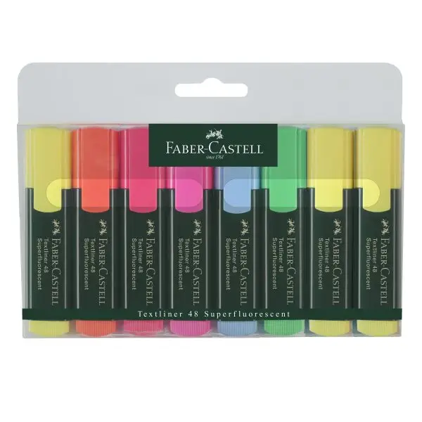 Evidenziatore Textliner 48 - punta a scalpello -  tratto 1,0-3,0-5,0mm - astuccio 8 colori - Faber-Castell