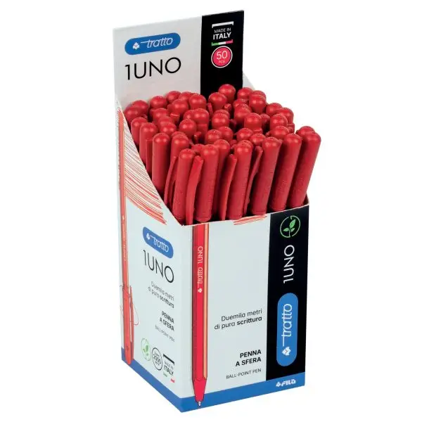 Penna sfera Tratto Uno Green - punta media 1 mm - rosso - Tratto - conf. 50 pezzi
