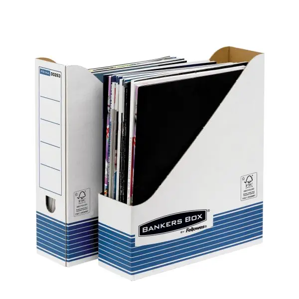 Portariviste Bankers Box System - 7,8 x 31,1 x 25,8 cm - bianco/blu - Fellowes