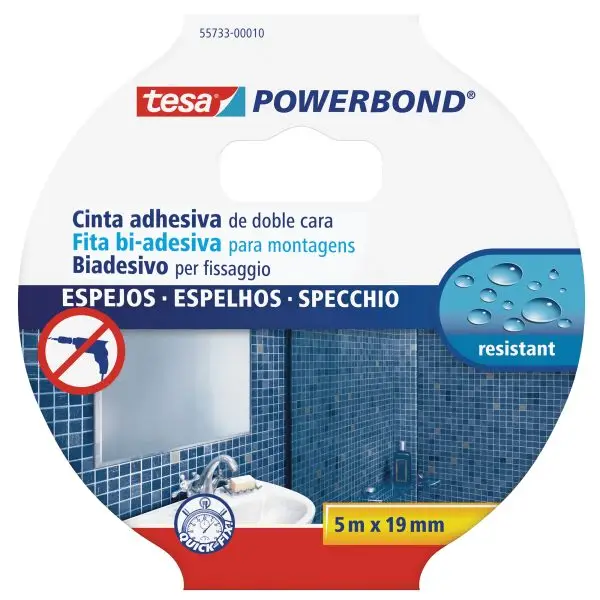 Nastro biadesivo per specchi Tesa Powerbond - 19 mm x 5 m - PE - bianco - Tesa
