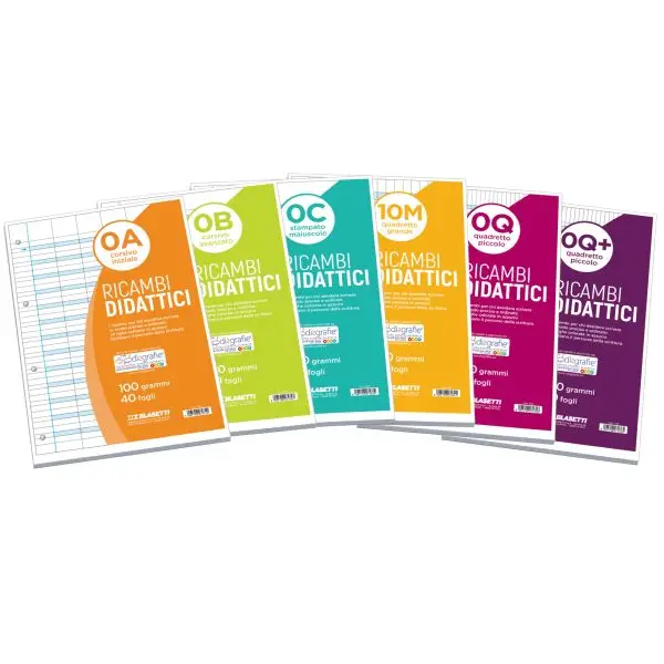 Ricambi didattici forati - A4 - 5 mm c/margine - 100 gr - Blasetti - conf. 40 pezzi