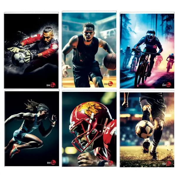 Maxiquaderno Sport fantasia - A4 - 40+2 fogli - 80gr - 1 rigo - BM