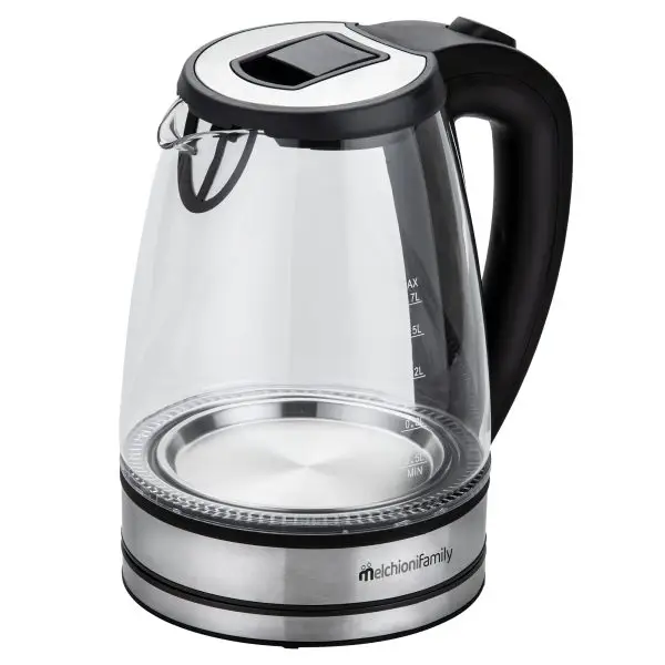 Bollitore elettrico cordless - caraffa in vetro - 2200 W - nero - Melchioni family