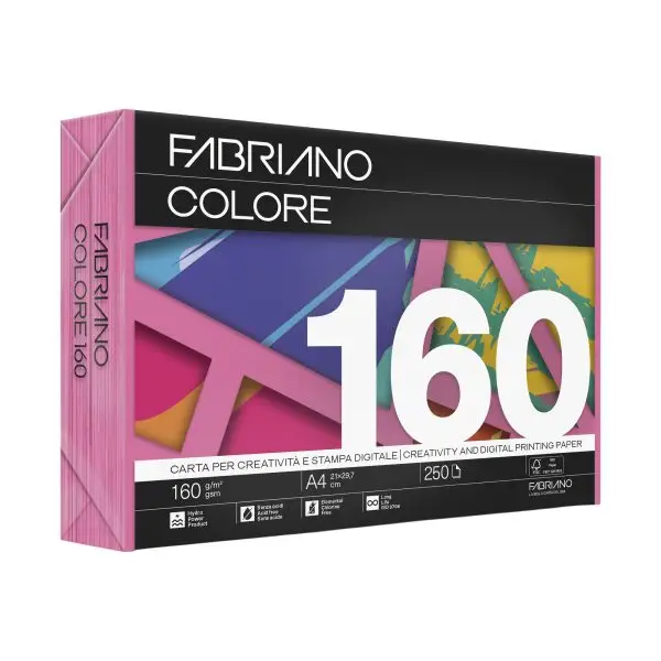 FabrianoColore - A4 - 160 gr - colori forti fucsia - Fabriano - conf. 250 fogli