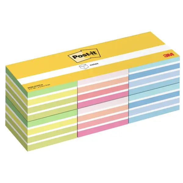 Blocco foglietti Post-it Cubo - 2028-0CPPX6 - 76  x 76 mm - colori assortiti neon/pastel - 450 fogli - Post-it - conf. 6 blocchi