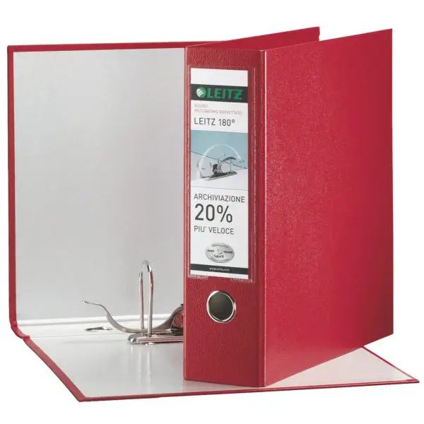 Registratore Leitz 180° G65 - dorso 8 cm - protocollo 23 x 33 cm - rosso - Leitz