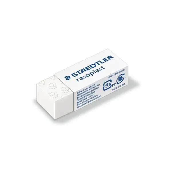 Gomma Rasoplast - 43 x19 x13 mm - per matita - bianca - Staedtler - conf. 30 pezzi