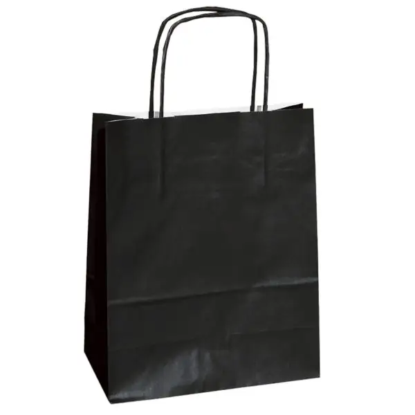Shopper Twisted - maniglie cordino - 14 x 9 x 21 cm - carta kraft - nero - Mainetti Bags - conf. 25 pezzi