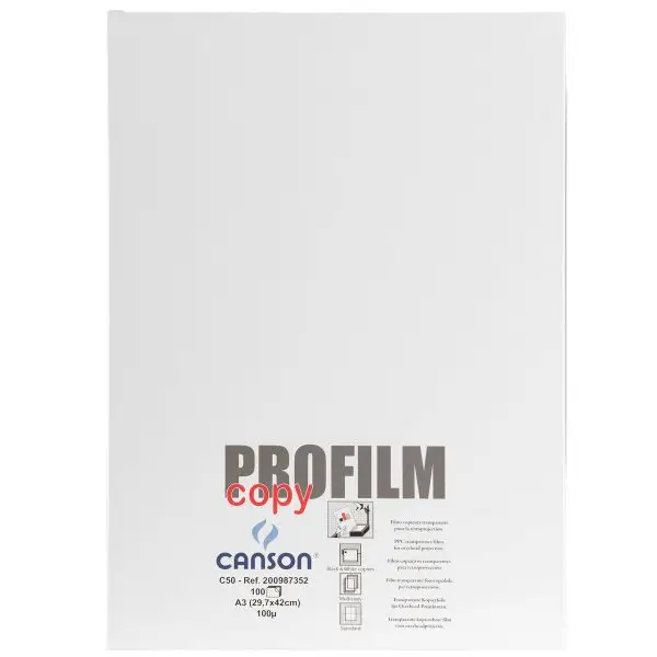 Lucidi C50 Profilm Copy per fotocopiatrici bianco/nero - 100 fogli A3 - senza retrofoglio - Canson