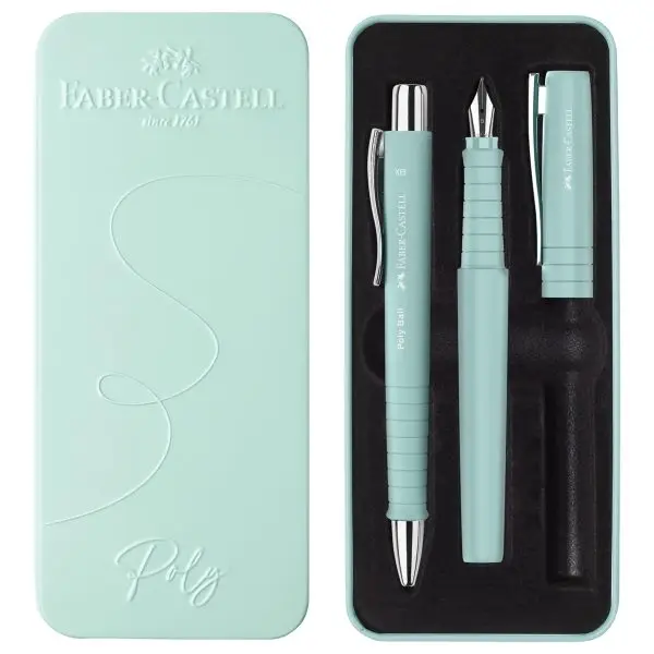 Set stilo B Poly Pen + sfera Poly Ball - punta 0,7 mm - fusto caribic blue - Faber-Castell