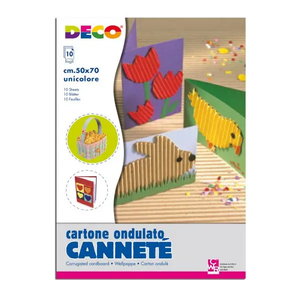Cartoncino ondulato Cannetè 2206 - 50 x 70 cm - 230 gr - marrone chiaro - DECO - conf. 10 fogli