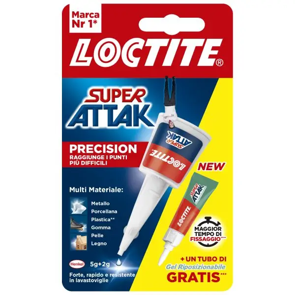 Colla Super Attak Precision - 5 gr + 2 gr - Gel Riposizionabile - Loctite