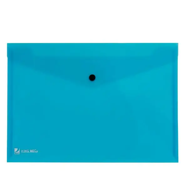 Busta con bottone Pull - A4 - PP - azzurro - King Mec