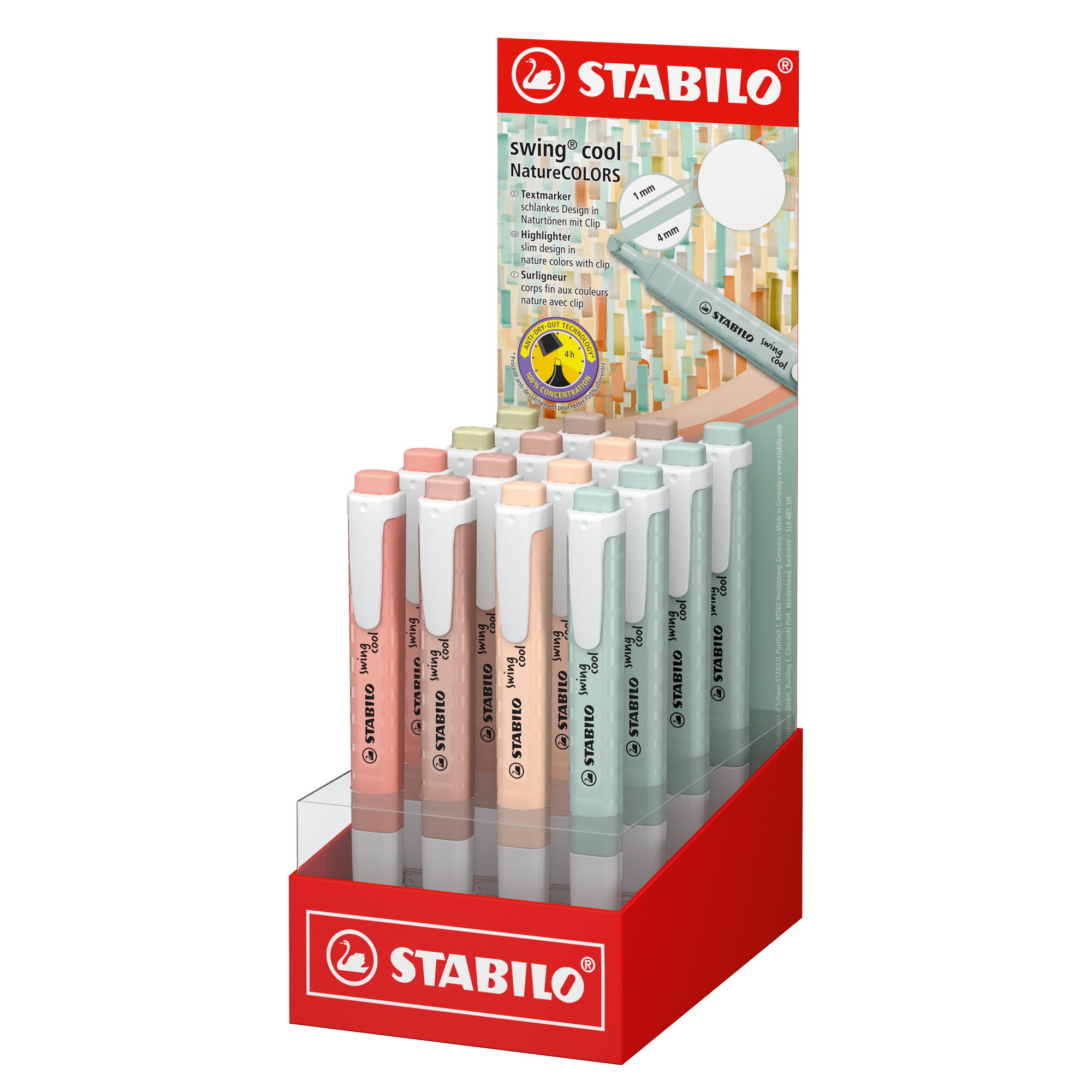 103412 Evidenziatore Swing Cool Nature Edition - colori assortiti - Stabilo - expo 16 pezzi - immagine 1