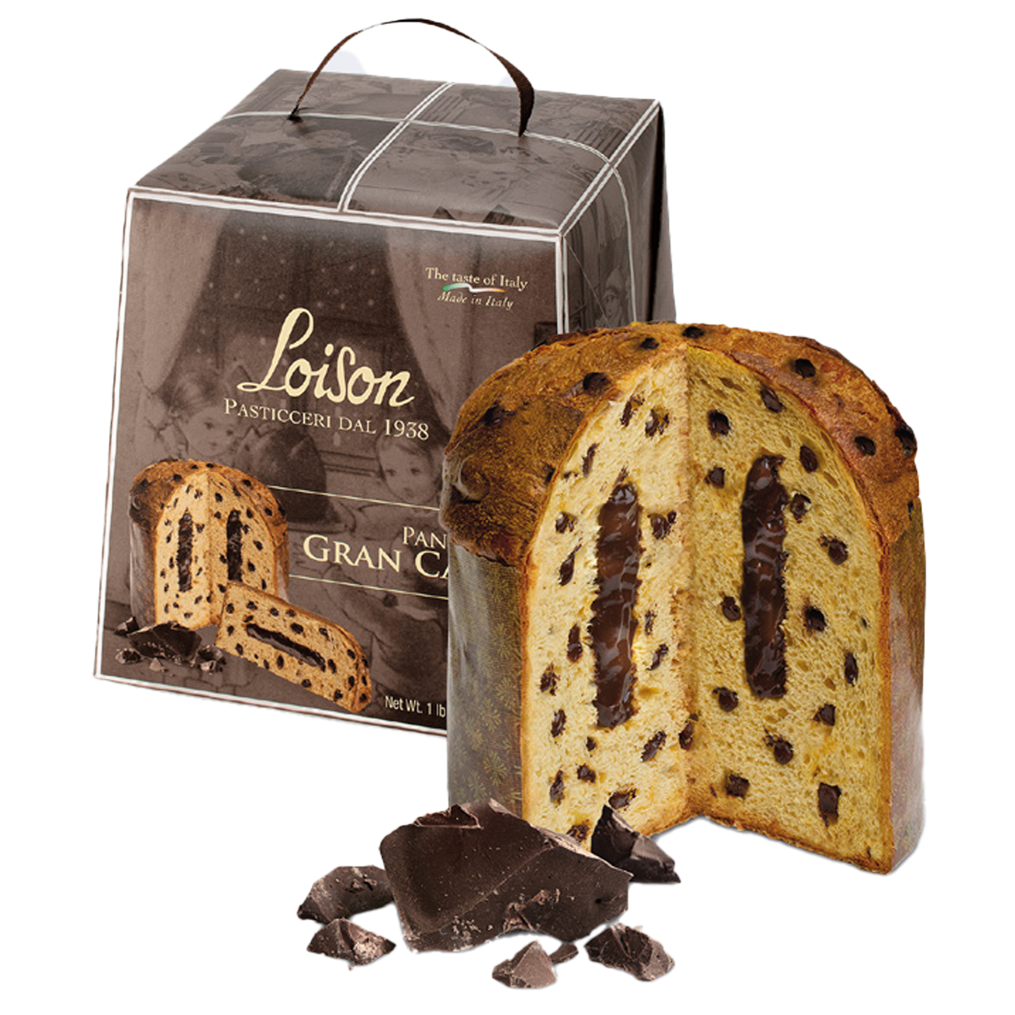 98901 Panettone Gran Cacao - Linea Tuttigiorni - in astuccio - cioccolato - 600 gr - Loison - immagine 1