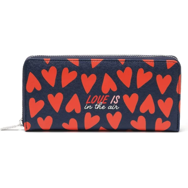 Portafoglio compatto Legami What a Wallet Love con fantasia cuori, chiuso