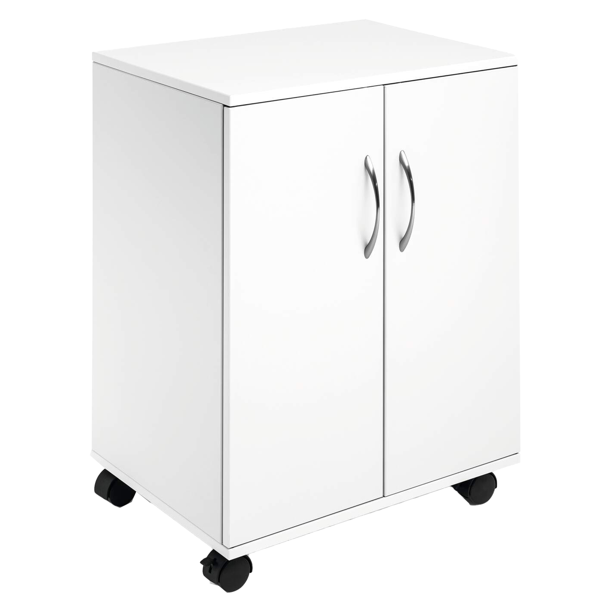 103458 Mobiletto Multifunzione 74/53 - con ante alte e ruote - 4 ripiani - 52,8 x 40 x 73,7 cm - bianco - Durable - immagine 1