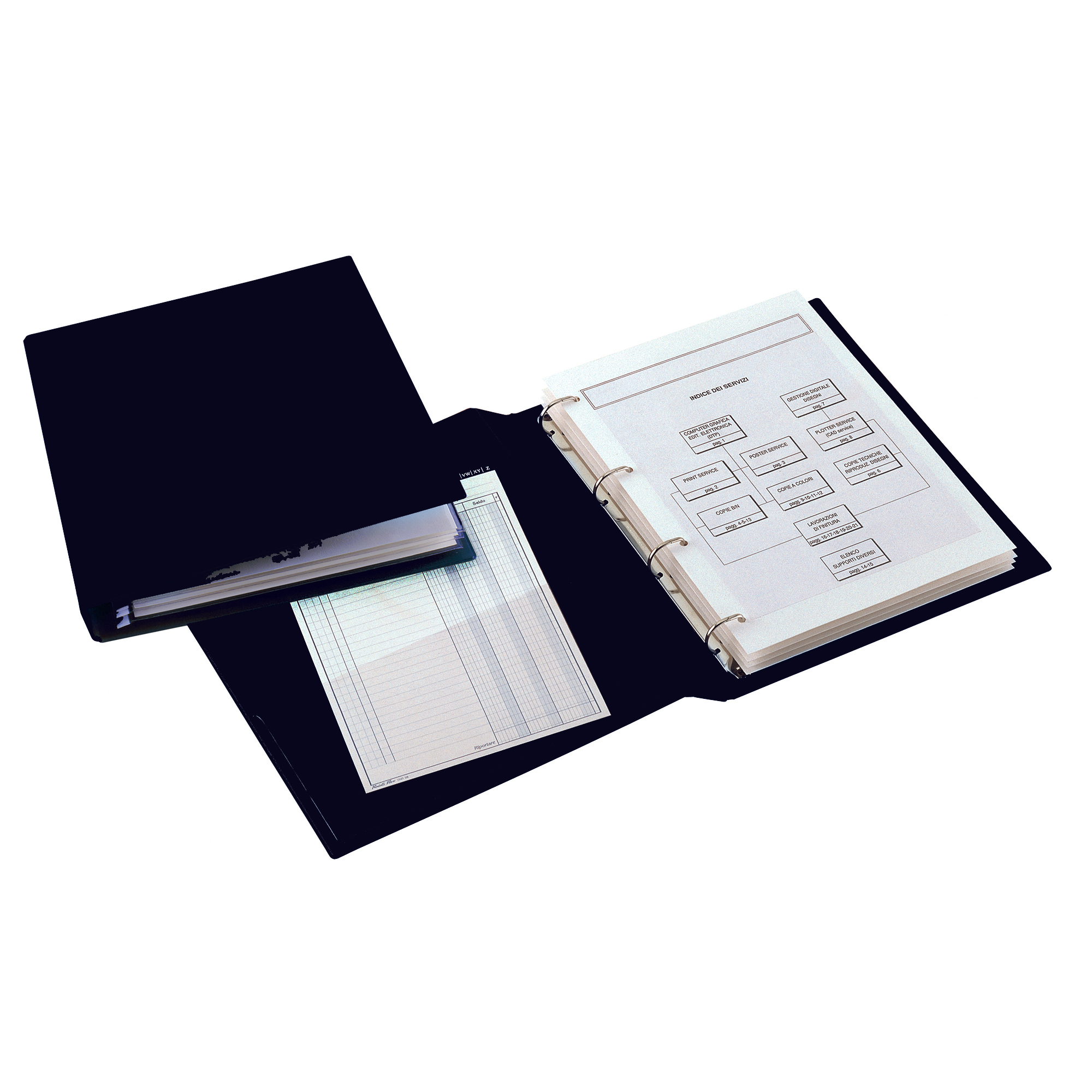 25421 Raccoglitore Sanremo 2000 - 25 x 35 cm - 4 anelli a D 25 mm - dorso 4 cm - nero - Sei Rota - immagine 1