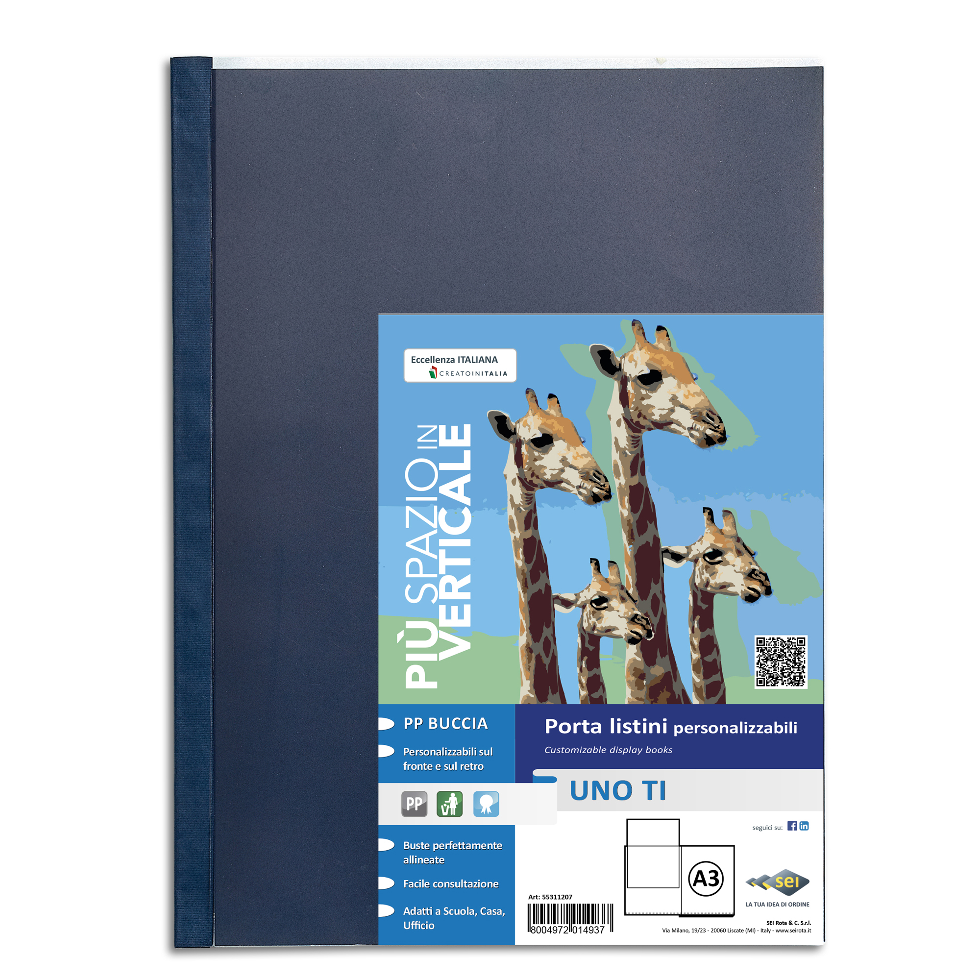 40229 Portalistini personalizzabile Uno TI - 30x42 cm (libro) - 24 buste - blu - Sei Rota - immagine 1
