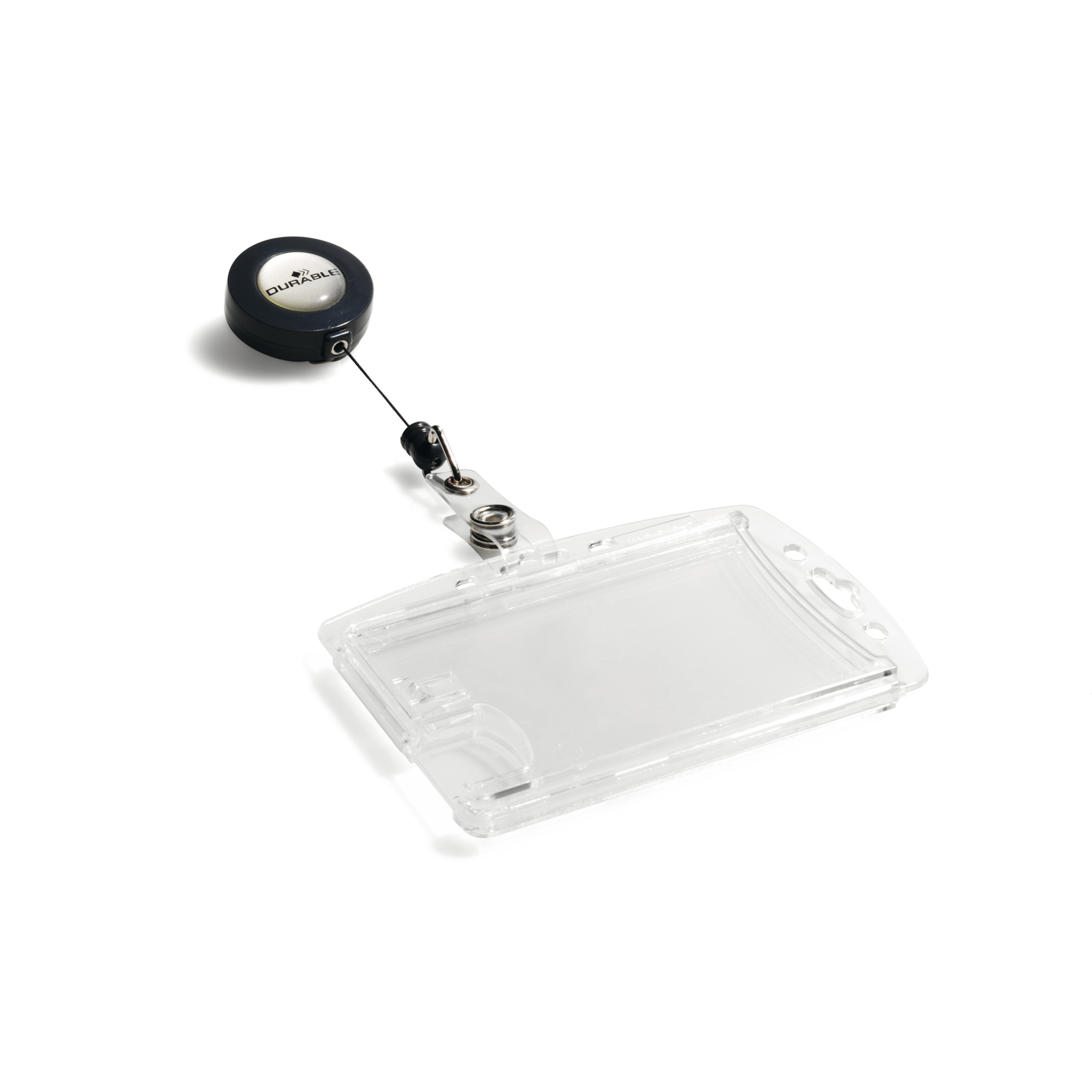 57357 Portabadge Duo in acrilico con chiocciola - 2 tessere inseribili - 5,4 x 9 cm - Durable - conf. 10 pezzi - immagine 1