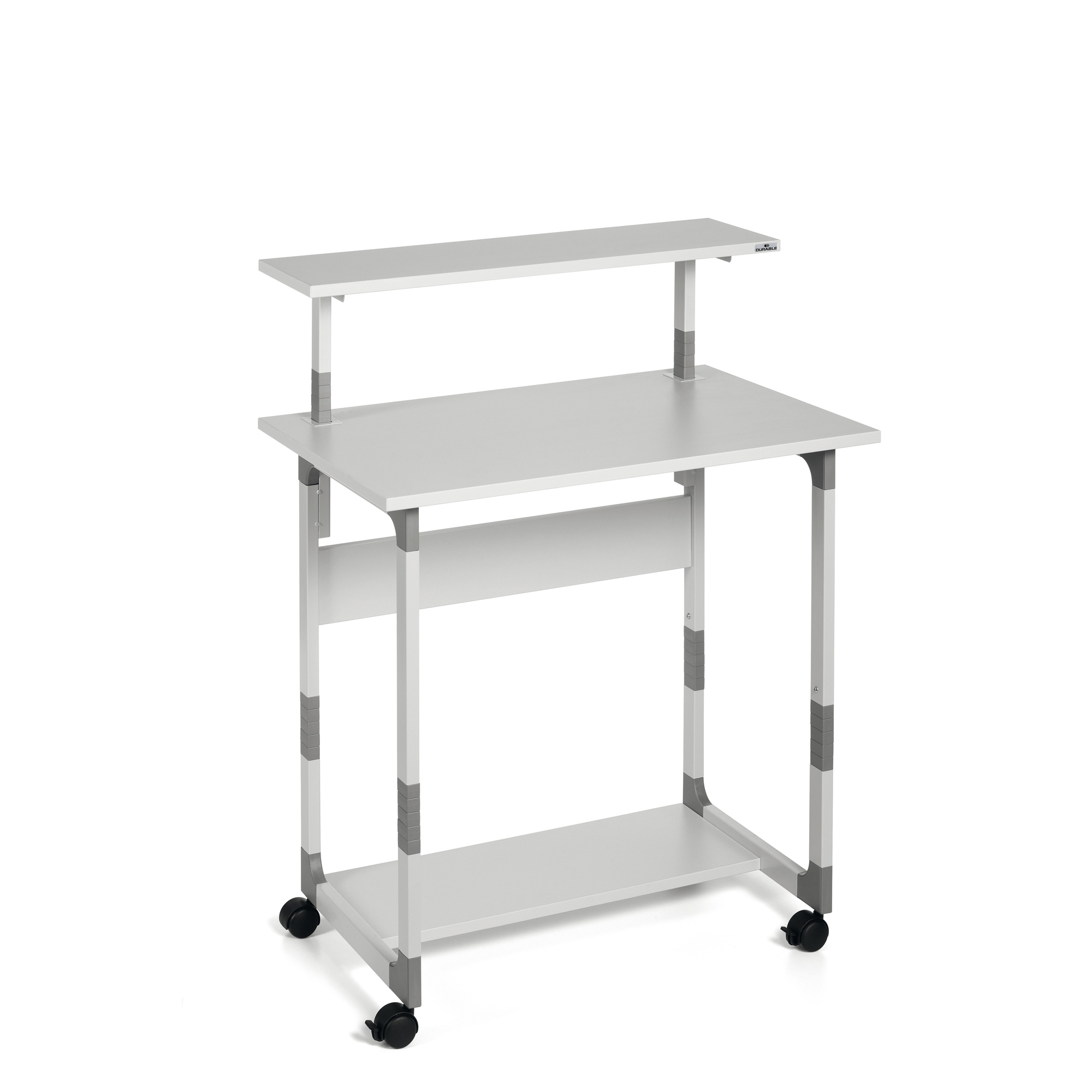 68261 Pc Workstation System 80 VH - con ruote - 3 ripiani - 80 x 56,4 x 92/122 cm - grigio - Durable - immagine 1