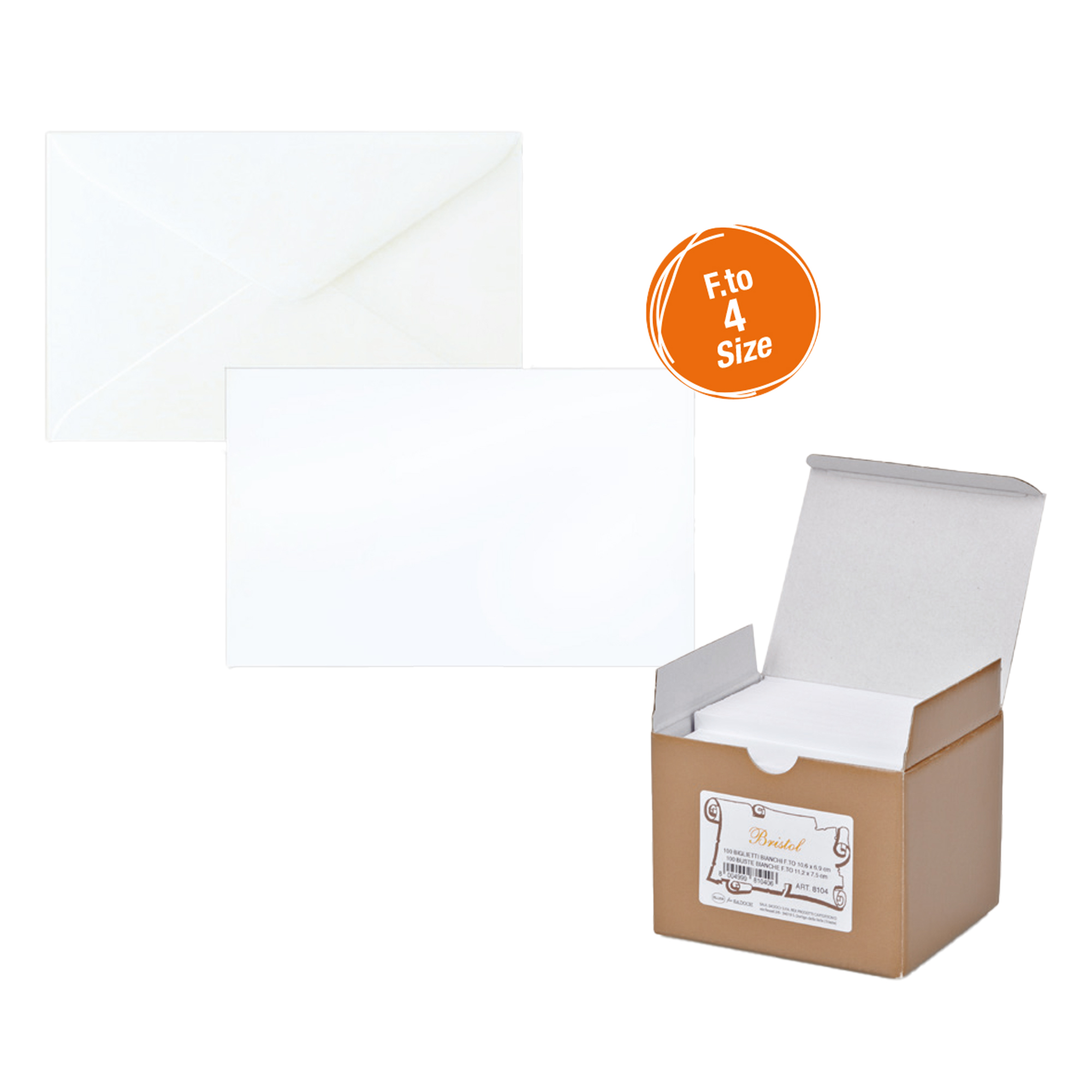 68901 Scatola 100 biglietti + 100 buste - Bristol - bianco - 7,5 x 11,2 cm - Rex Sadoch - immagine 1