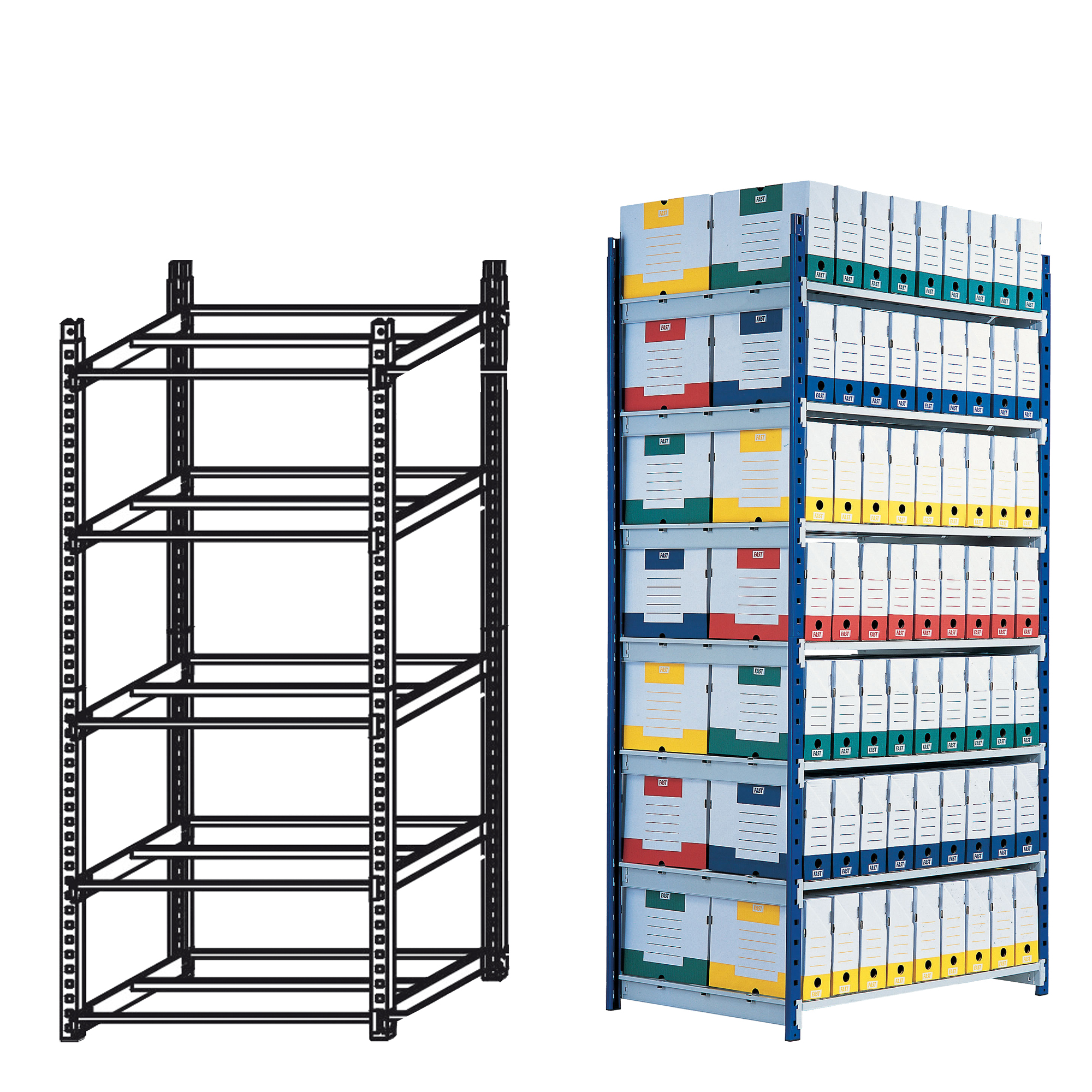 75744 Scaffale RANG'ECO - modulo base - 5 ripiani - 100 x 70 x 200 cm - grigio - Paperflow - immagine 1