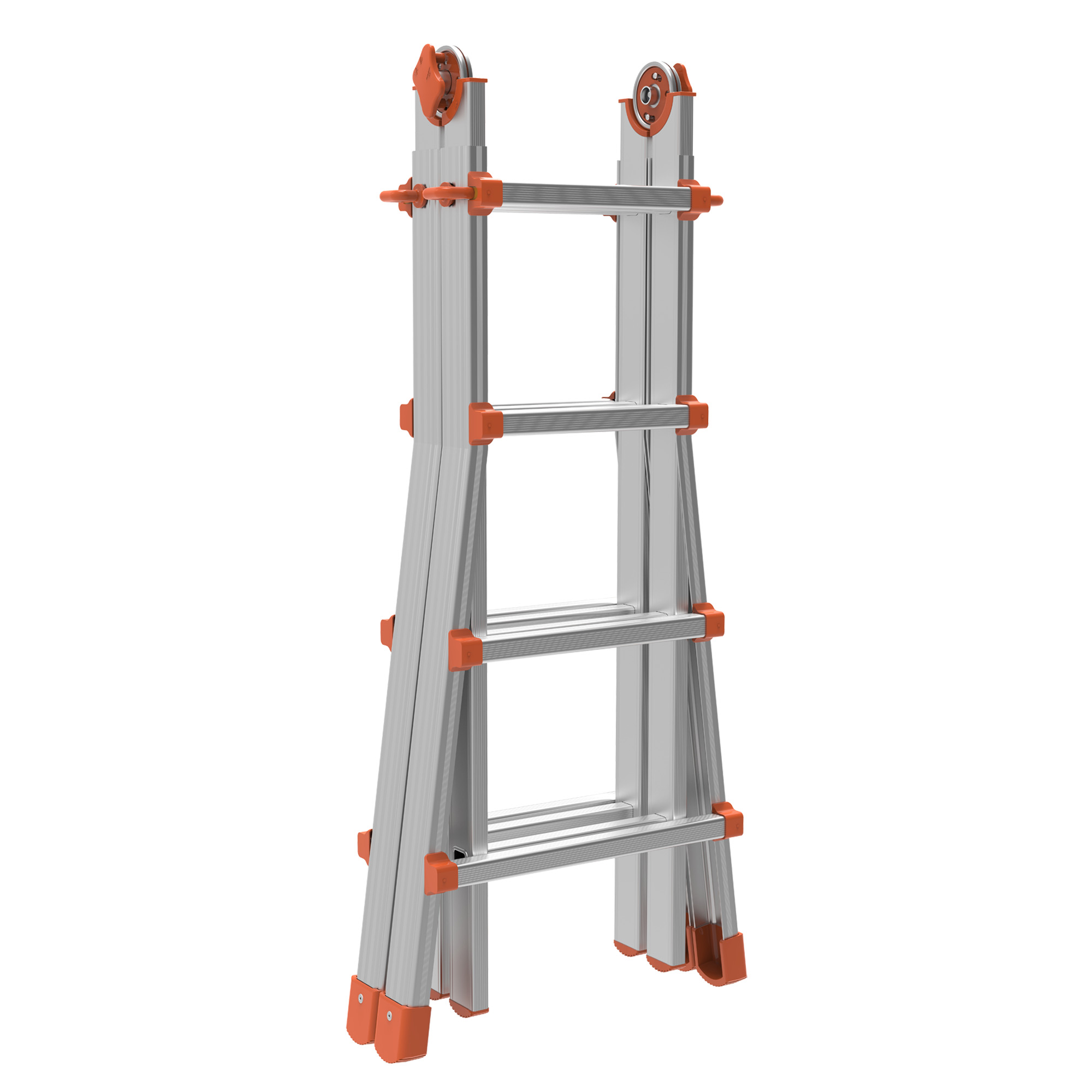 80741 Scala telescopica Squadra - 8+8 gradini - alluminio - Marchetti - immagine 1